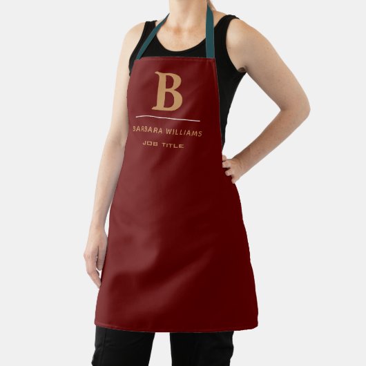 Classic Gepersonaliseerd Monogram Initiaal rood en Schort (Insitu)
