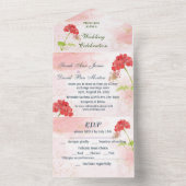 Classic Geranium Garden Flowers Waterverf All In One Uitnodiging (Binnen)