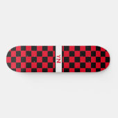 Classic Geruite Zwart en Rood Naam Initialen Skateboard (Horizontaal)