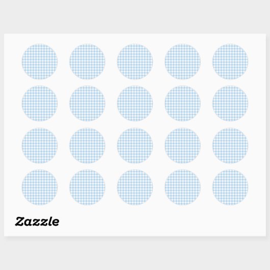 Classic Gingham Baby Blue Ronde Sticker (Vel)