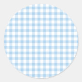 Classic Gingham Baby Blue Ronde Sticker (Voorkant)