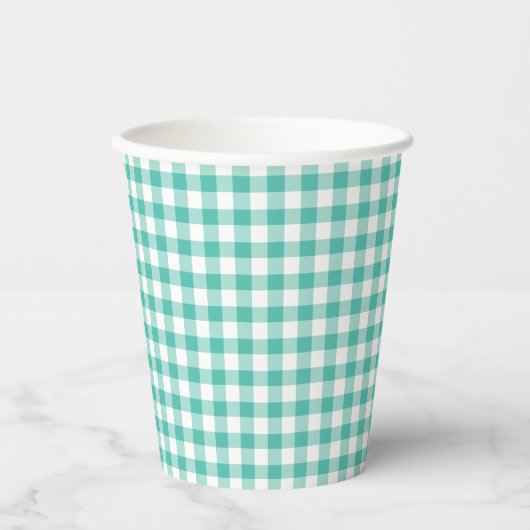 Classic Gingham Bluegrass Green Papieren Bekers (Voorkant)