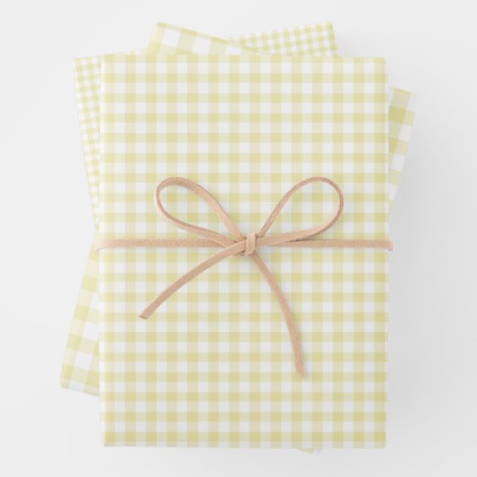 Classic Gingham Butter Yellow Inpakpapier Vel (In situ)