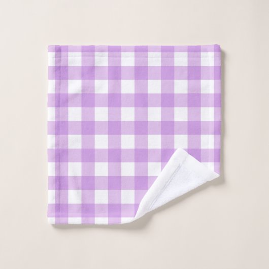 Classic Gingham Check Pset Patroon Lila Bad Handdoek (Wasdoekje)