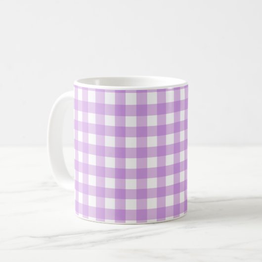 Classic Gingham Check Pset Patroon Lila Koffiemok (Voorkant links)