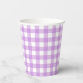 Classic Gingham Check Pset Patroon Lila Papieren Bekers (Achterkant)
