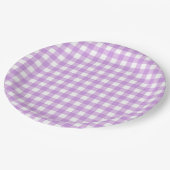 Classic Gingham Check Pset Patroon Lila Papieren Bordje (Gekanteld)