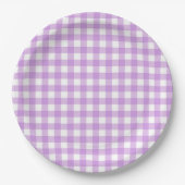 Classic Gingham Check Pset Patroon Lila Papieren Bordje (Voorkant)