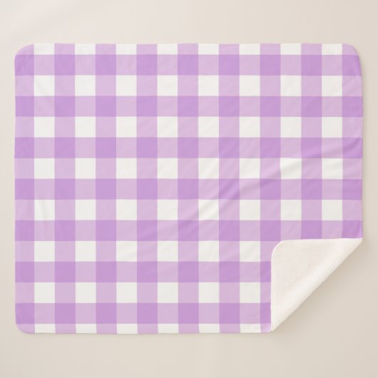 Classic Gingham Check Pset Patroon Lila Sherpa Deken (Voorkant (horizontaal))