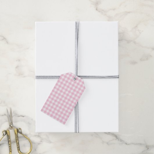 Classic Gingham Light Pink Gift Label Cadeaulabel (Met Touw)