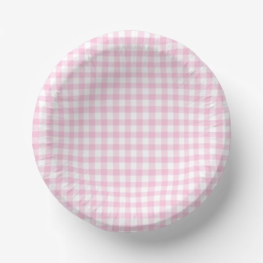 Classic Gingham Light Pink Papieren Kommen (Voorkant)