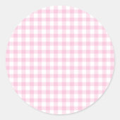 Classic Gingham Light Pink Ronde Sticker (Voorkant)