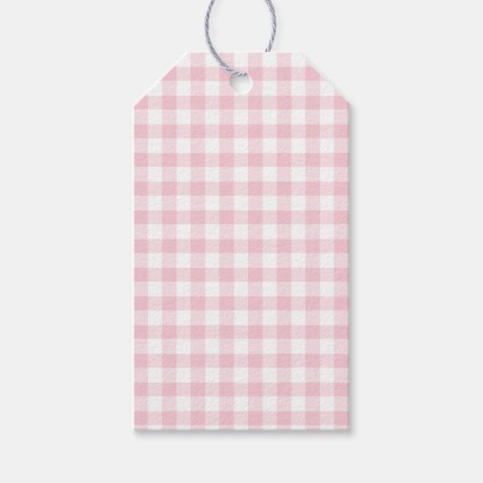 Classic Gingham Pink Gift Tag Cadeaulabel (Voorkant)