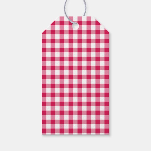 Classic Gingham Raspberry Cadeaulabel (Voorkant)