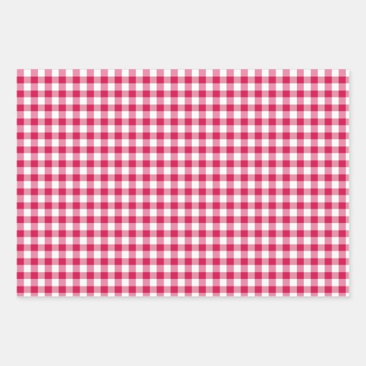 Classic Gingham Raspberry Inpakpapier Vel (Voorkant 2)