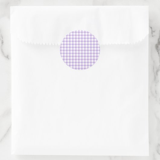 Classic Gingham Soft Lavender Ronde Sticker (Tas)