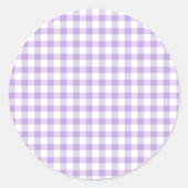 Classic Gingham Soft Lavender Ronde Sticker (Voorkant)