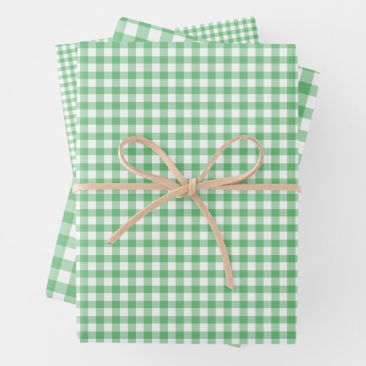 Classic Gingham Summer Green Inpakpapier Vel (In situ)