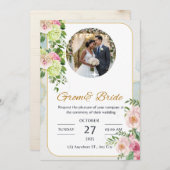 Classic Glam bruiloft uitnodiging | Stijlvol Aange (Voorkant / Achterkant)