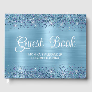 Classic Glittery Baby Blue Foil Mariage livre d'hô