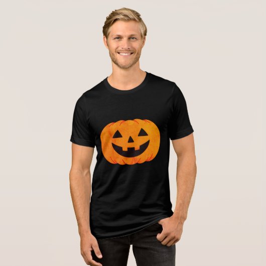 Classic Glowing Jack-O'-Lantern Pumpkin Halloween  Tri-Blend Shirt (Voorkant volledig)