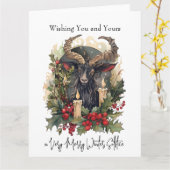 Classic Goat Yule Kaart (Gele Bloem)