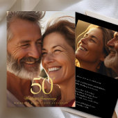 Classic Gold 50th Photo Wedding Anniversary Folie Uitnodiging