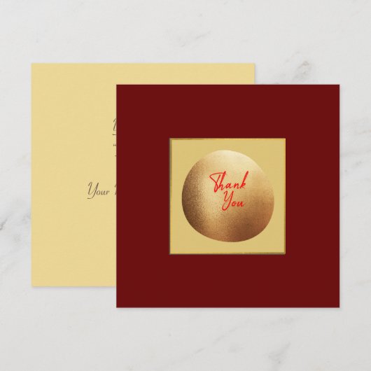 Classic Gold Abstract Elegant Royal Red Bedankkaart (Voorkant / Achterkant)