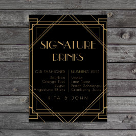 Classic Gold  Bar Signature Drinken bruiloft Poster