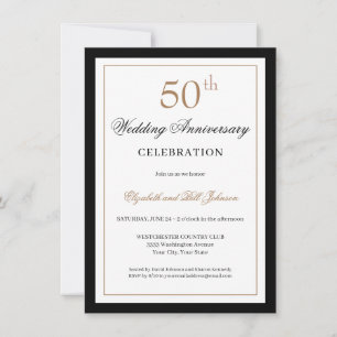 Classic Gold Black 50ste huwelijksjubileum Kaart