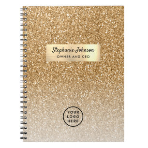 Classic Gold Boss Lady CEO Logo Luxe Glitter Notitieboek