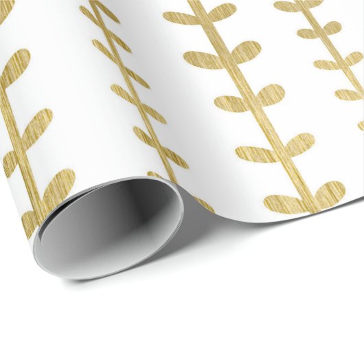Classic Gold Botanical Leaf Pattern Weddenschap Wr Cadeaupapier (Rol Hoek)
