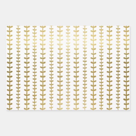 Classic Gold Botanical Leaf Pattern Weddenschap Wr Inpakpapier Vel (Voorkant 3)