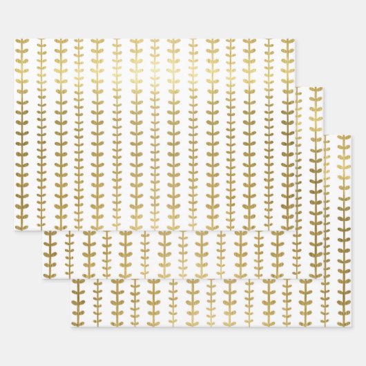 Classic Gold Botanical Leaf Pattern Weddenschap Wr Inpakpapier Vel (Set)