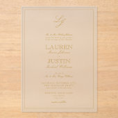 Classic Gold Calligraphy Script Monogram Weddensch Acryl Uitnodigingen (Voorkant)
