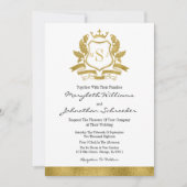 Classic Gold Crest bruiloft uitnodiging Kaart (Voorkant)