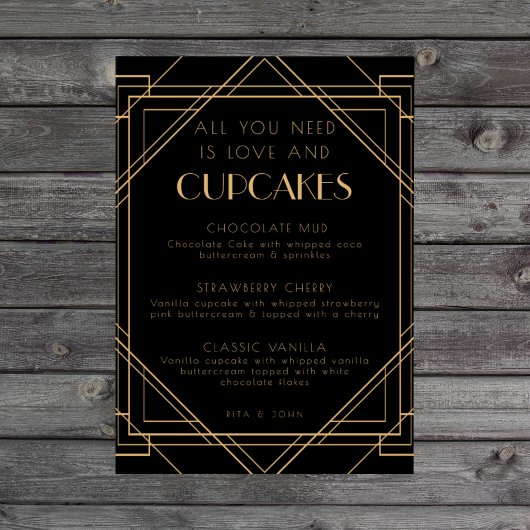 Classic Gold  Cupcake Menu Trouwbord Poster