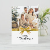 Classic Gold Custom Foto & Bericht Kerstmis Feestdagenkaart (Staand voorkant)