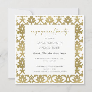 CLASSIC GOLD DAMASK FLORAL PATTERN VERLOVING KAART