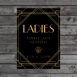 Classic Gold  Dames Badkamer Trouwbord Reclamebord Met Voetstuk