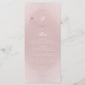 Classic Gold Dusty Roos Pink Monogram Weddenschap Menu (Voorkant)