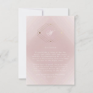 Classic Gold Dusty Roos Pink Monogram Weddenschap RSVP Kaartje