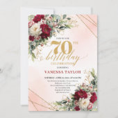 Classic Gold Floral Happy 70th Birthday Invitation (Devant)