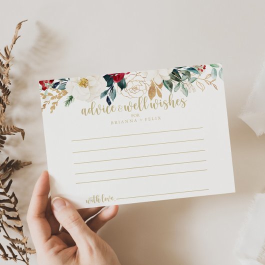 Classic Gold Floral Wedding Advice Kaart