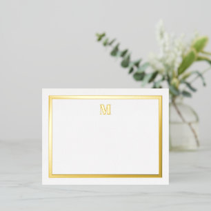 Classic Gold Foil Serif Initialen Notecard Folie Uitnodiging Briefkaart