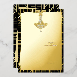 Classic GOLD Gatsby Flapper Vrijgezellenfeest Folie Uitnodiging