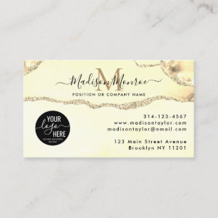 Classic Gold Glitter Custom Logo Agaat Monogram Visitekaartje