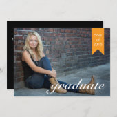 Classic Gold Graduation Faire-part - Invitation (Devant / Derrière)