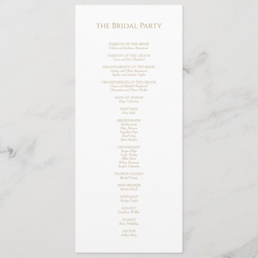 Classic Gold Green Mariage Flat Programme (Dos)