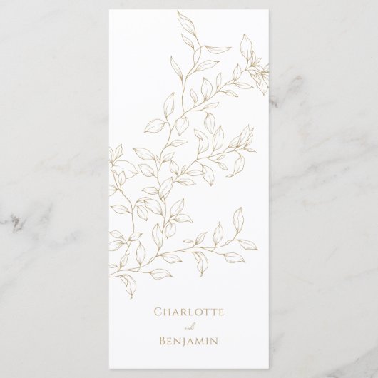 Classic Gold Green Menu Mariage plat (Dos)